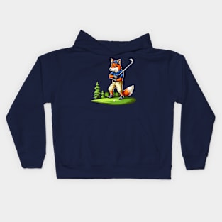 fox playing golf Kids Hoodie